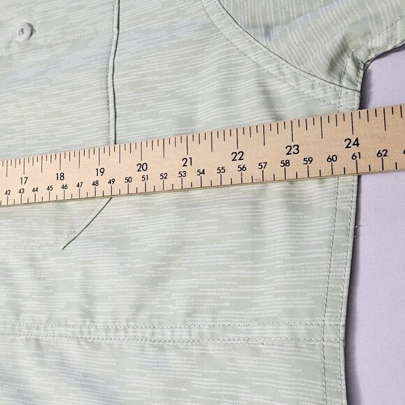 Simms Double Haul Fishing Shirt Men L Light Green Texture Wave Pockets Stretch - Picture 11 of 16